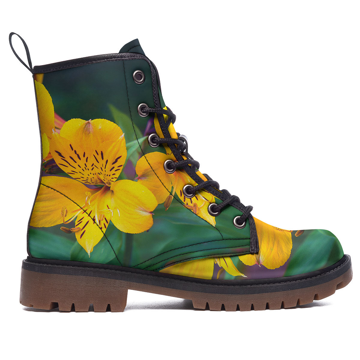 Alstroemeria Yellow Print Work Boots-grizzshop