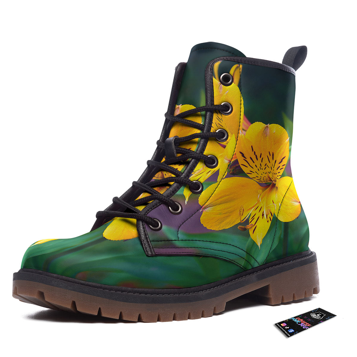 Alstroemeria Yellow Print Work Boots-grizzshop