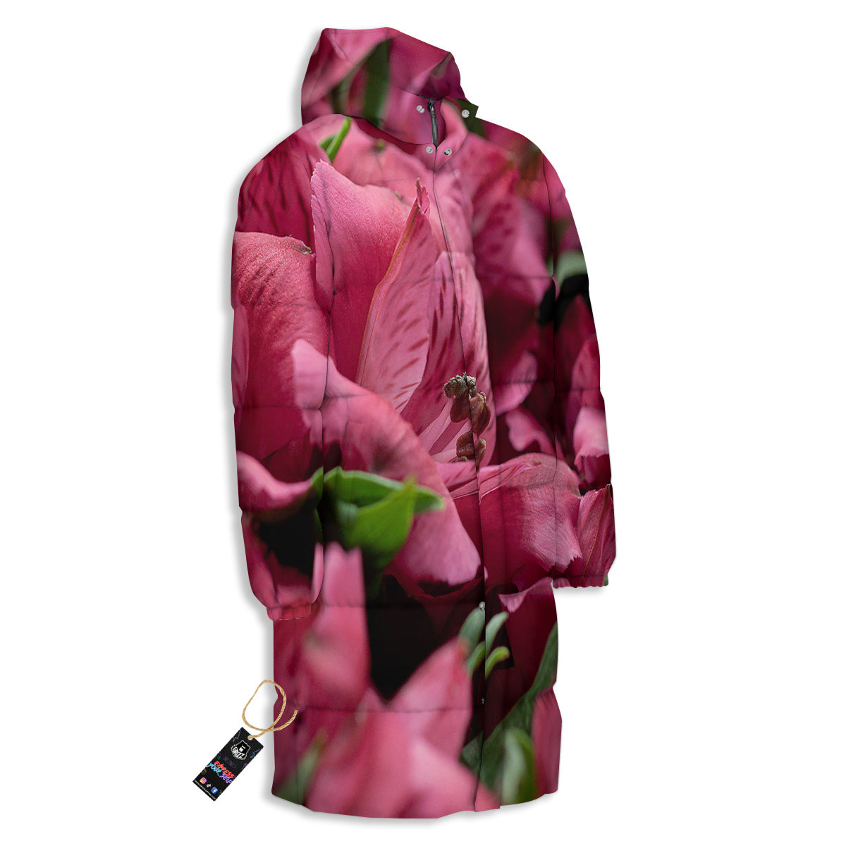 Alstroemeria Burgundy Print Long Down Jacket