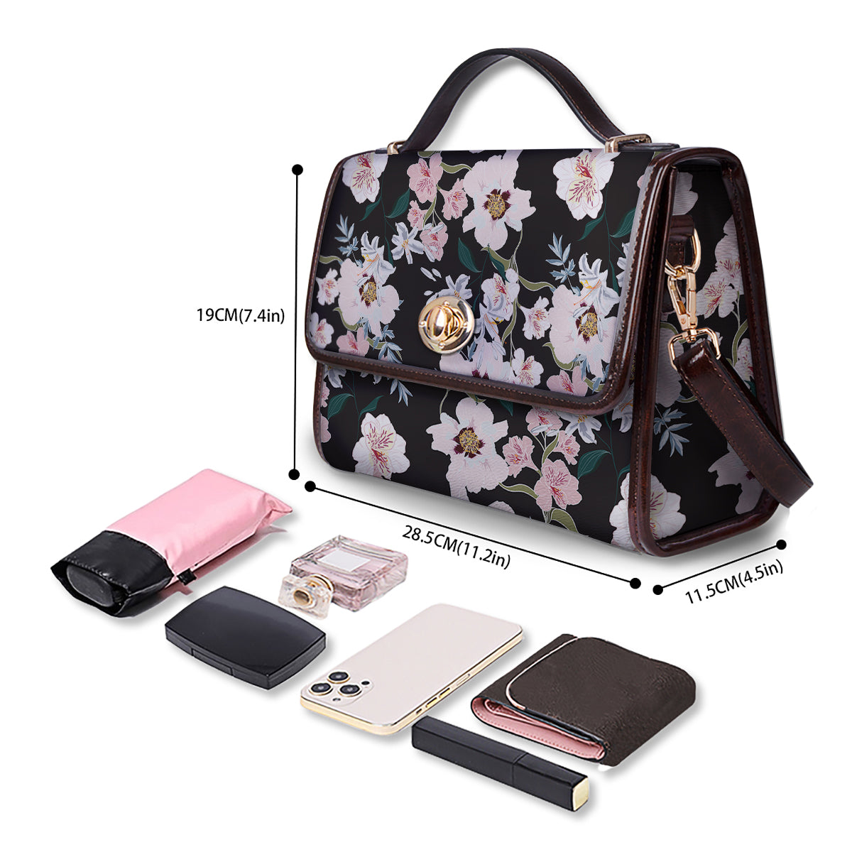 Alstroemeria Pink And White Print Pattern Women's Satchel Bag