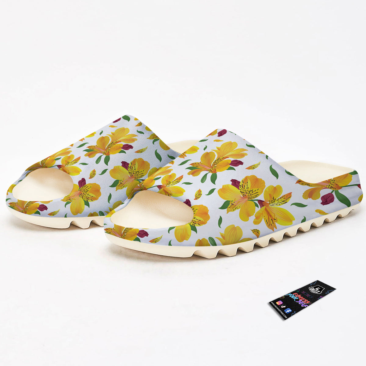 Alstroemeria Yellow Print Pattern Sandals-grizzshop