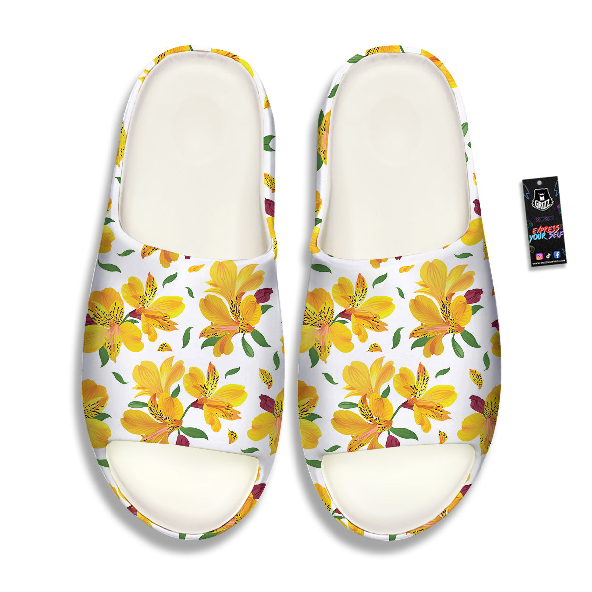 Alstroemeria Yellow Print Pattern Sandals-grizzshop