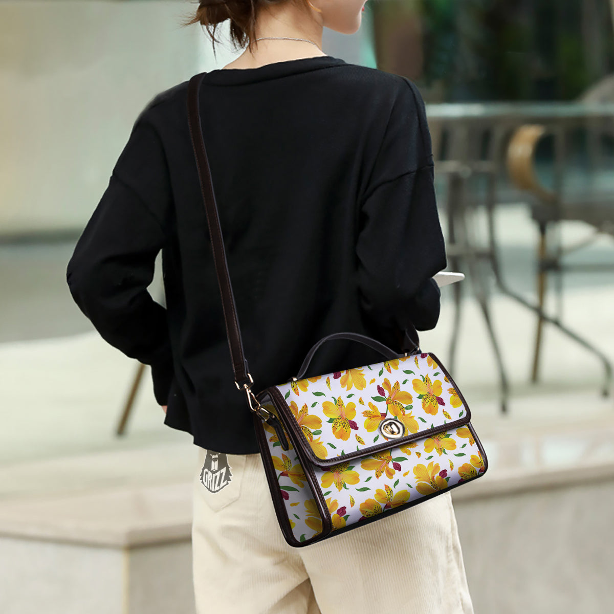 Alstroemeria Yellow Print Pattern Women's Satchel Bag