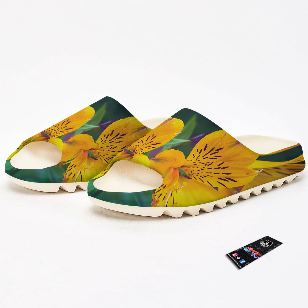Alstroemeria Yellow Print Sandals-grizzshop