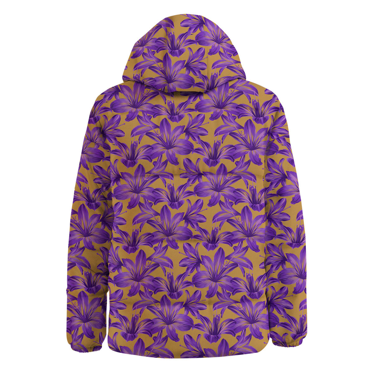 Amaryllis Japanese Purple Print Pattern Down Jacket-grizzshop