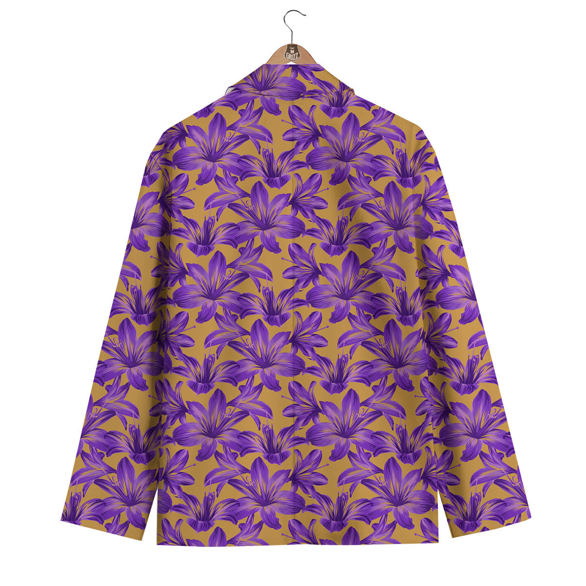 Amaryllis Japanese Purple Print Pattern Men's Blazer-grizzshop