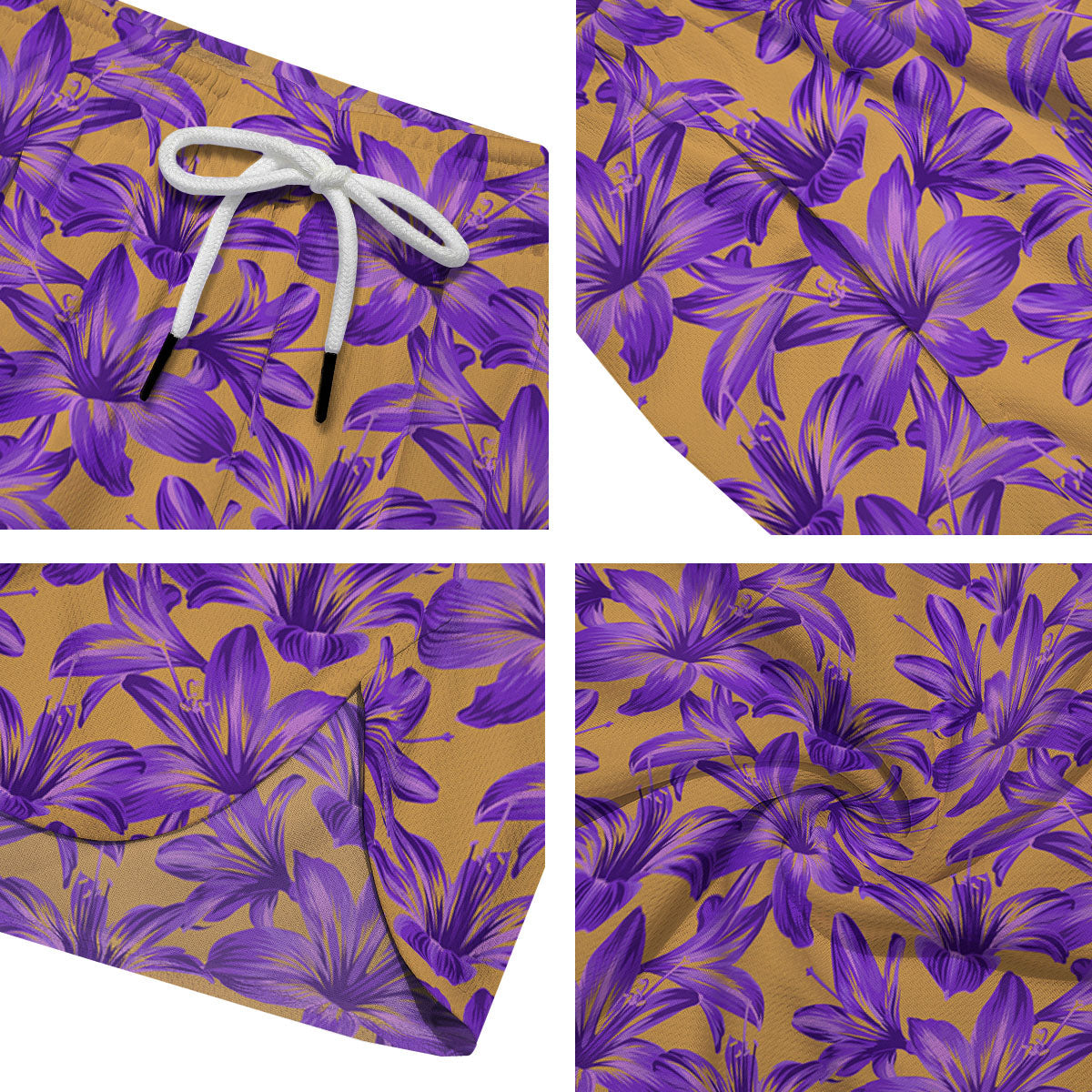 Amaryllis Japanese Purple Print Pattern Men's Running Shorts-grizzshop