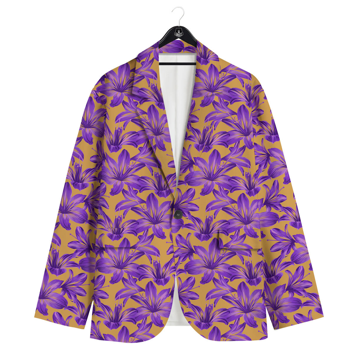 Amaryllis Japanese Purple Print Pattern Men's Sport Coat-grizzshop