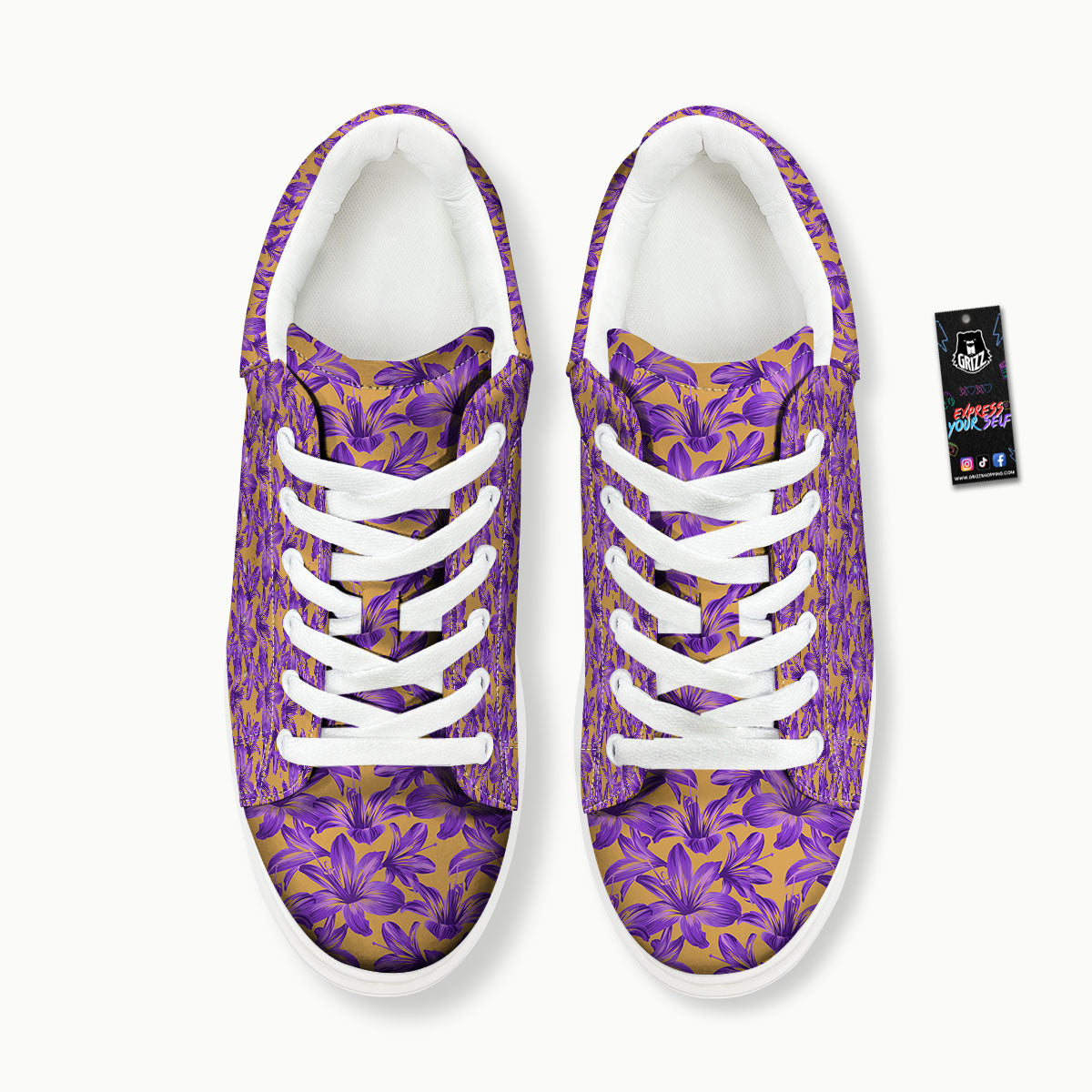 Amaryllis Japanese Purple Print Pattern Platform Shoes-grizzshop