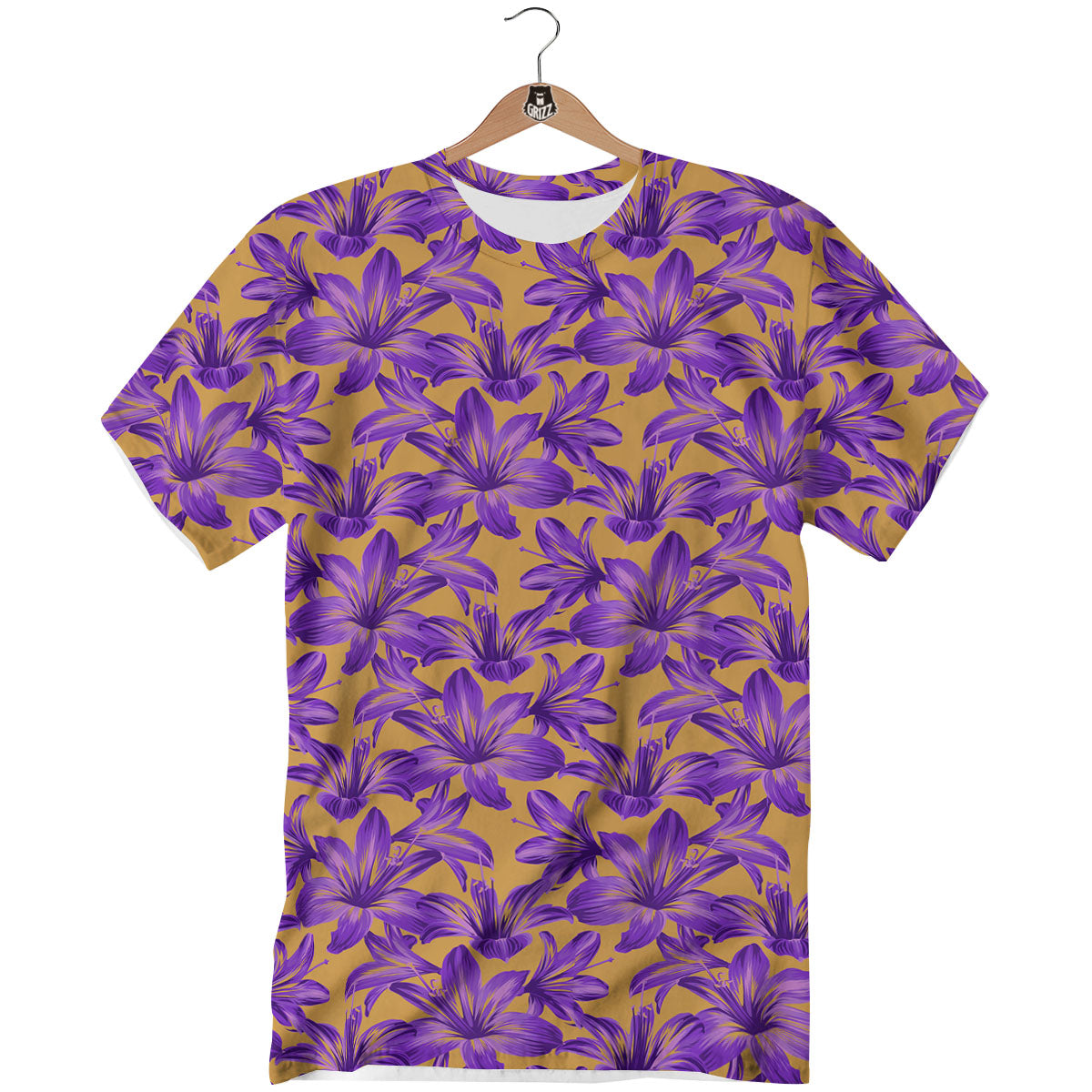 Amaryllis Japanese Purple Print Pattern T-Shirt-grizzshop