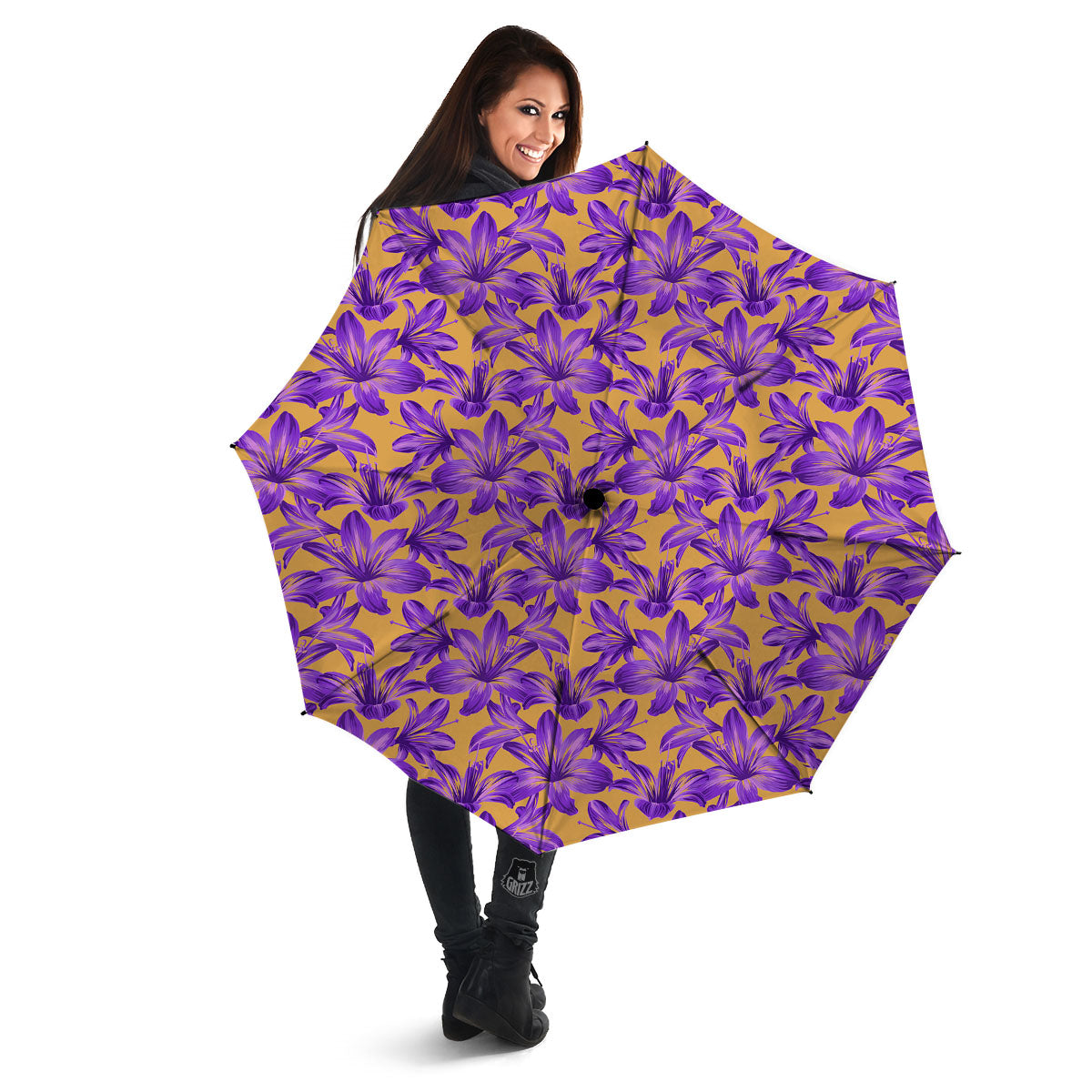 Amaryllis Japanese Purple Print Pattern Umbrella-grizzshop