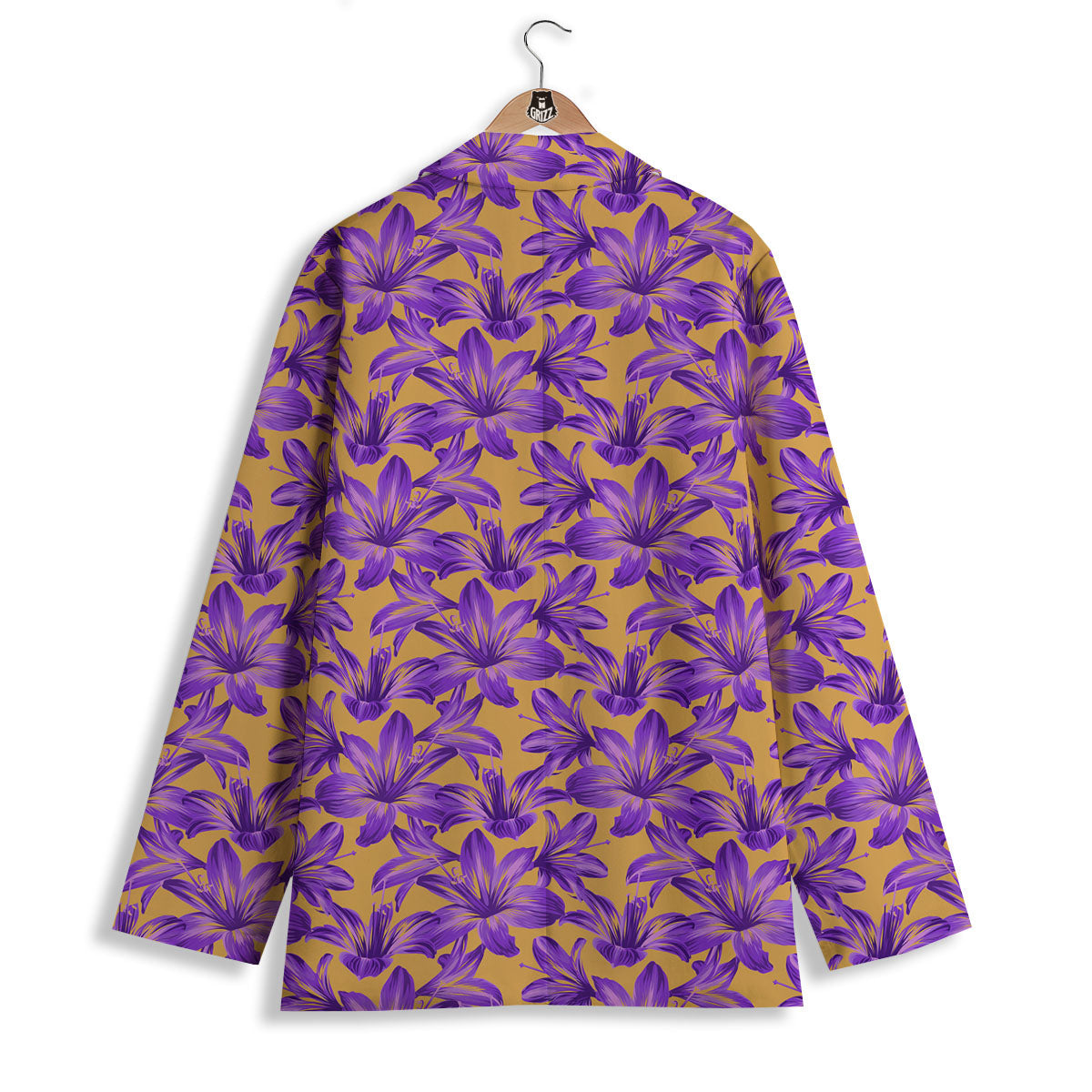 Amaryllis Japanese Purple Print Pattern Women's Blazer-grizzshop