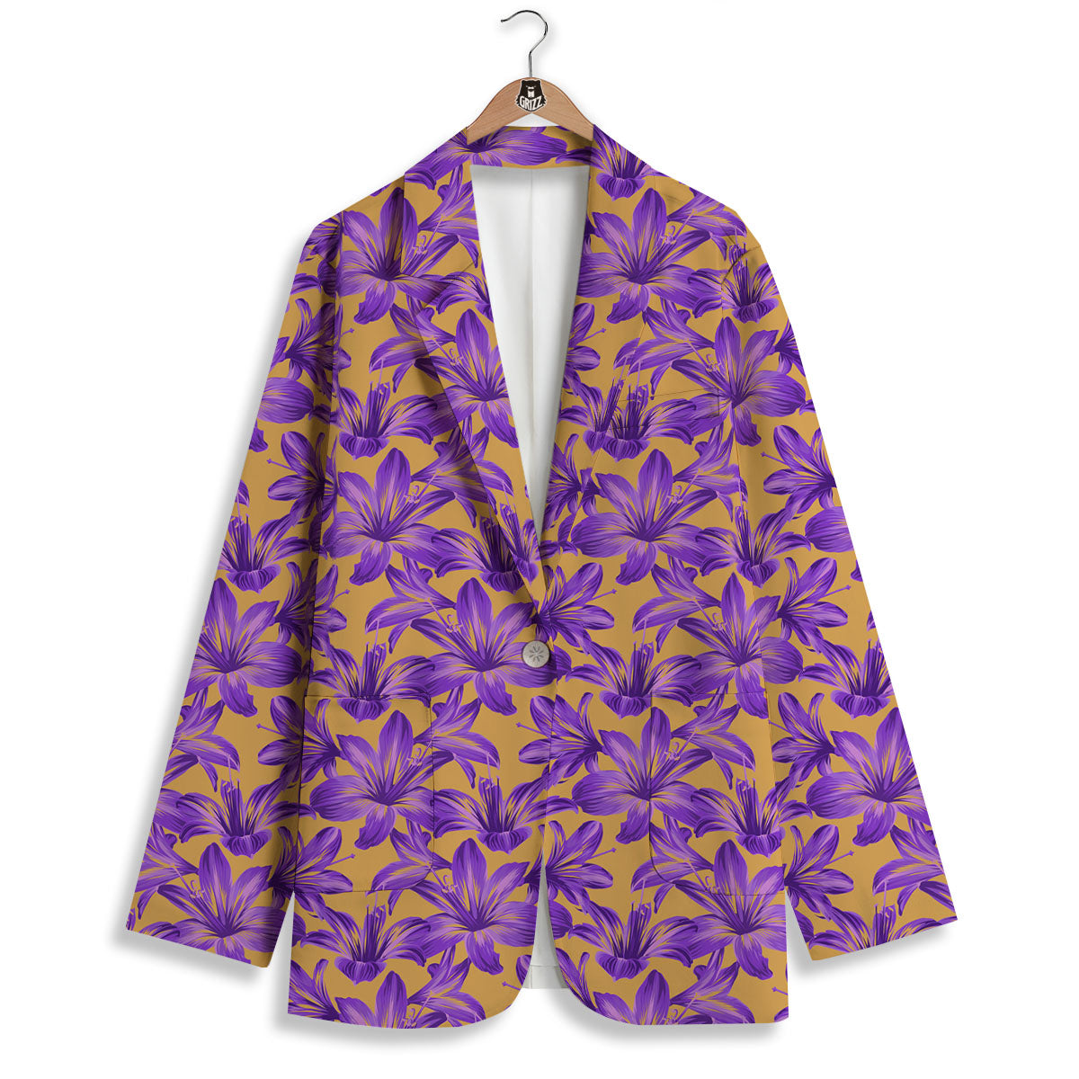 Amaryllis Japanese Purple Print Pattern Women's Blazer-grizzshop
