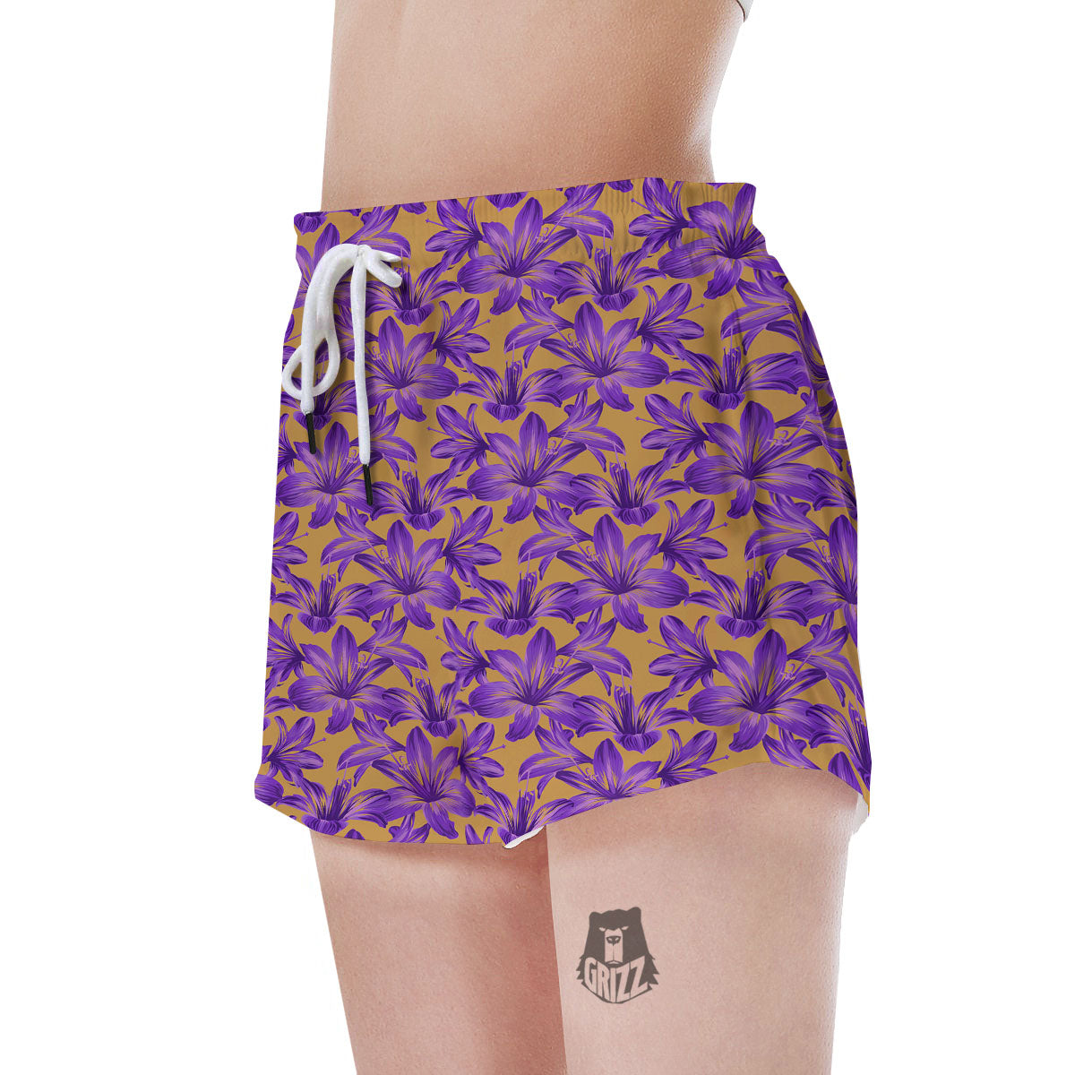 Amaryllis Japanese Purple Print Pattern Women's Shorts-grizzshop