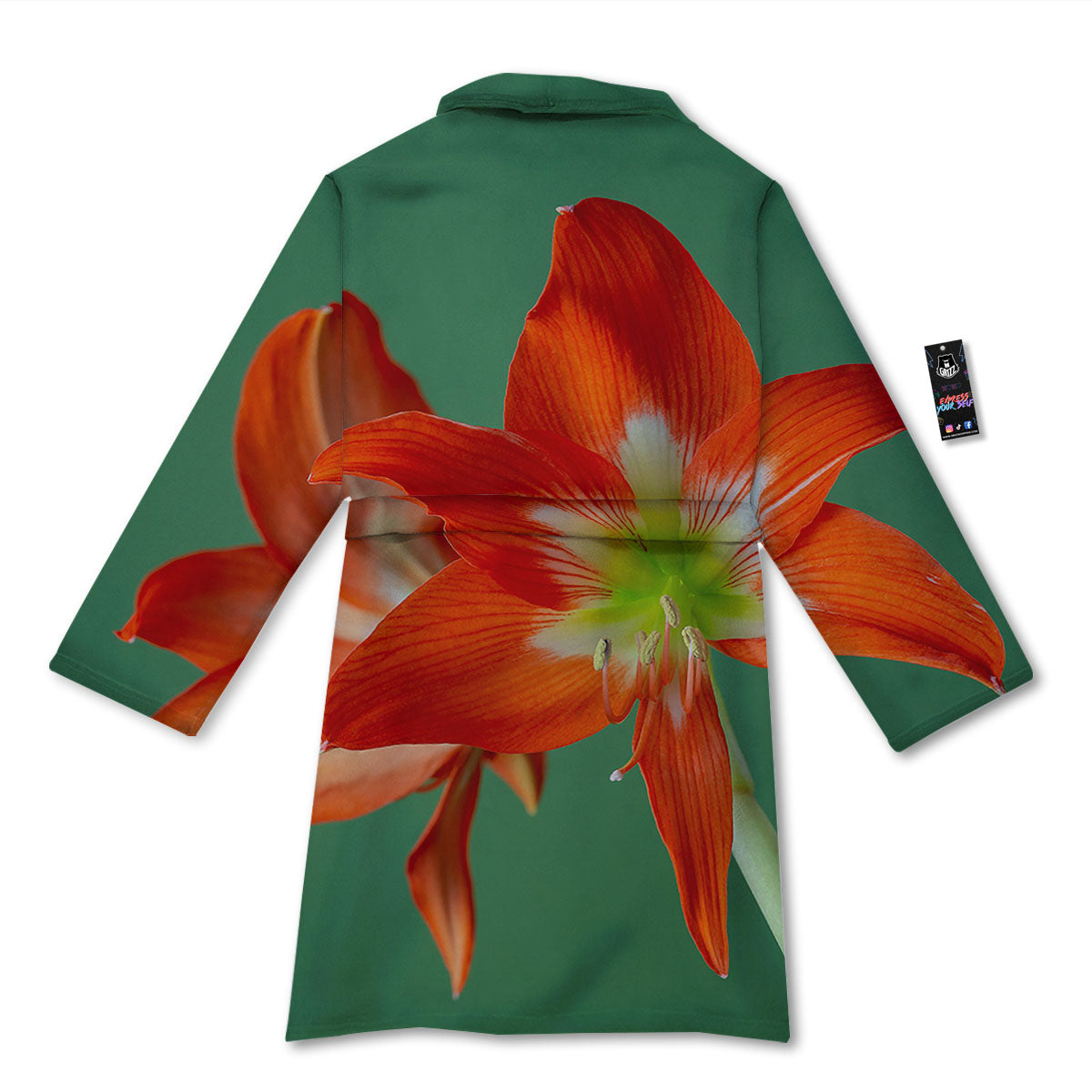 Amaryllis Orange Print Bathrobe-grizzshop