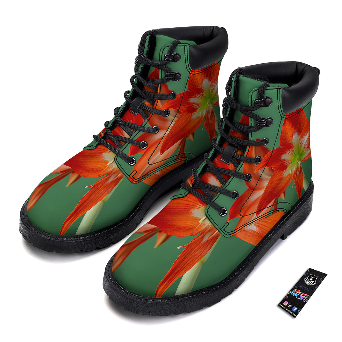 Amaryllis Orange Print Boots-grizzshop