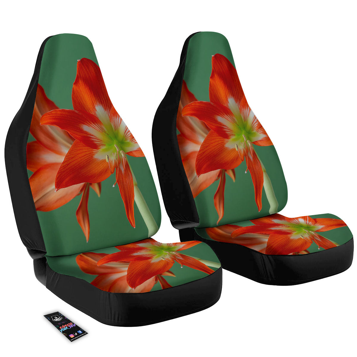 Amaryllis Orange Print Car Seat Covers-grizzshop