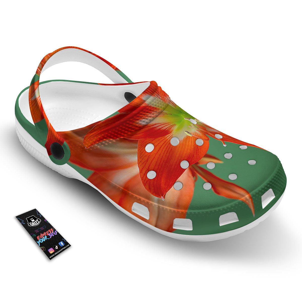 Amaryllis Orange Print Clog-grizzshop