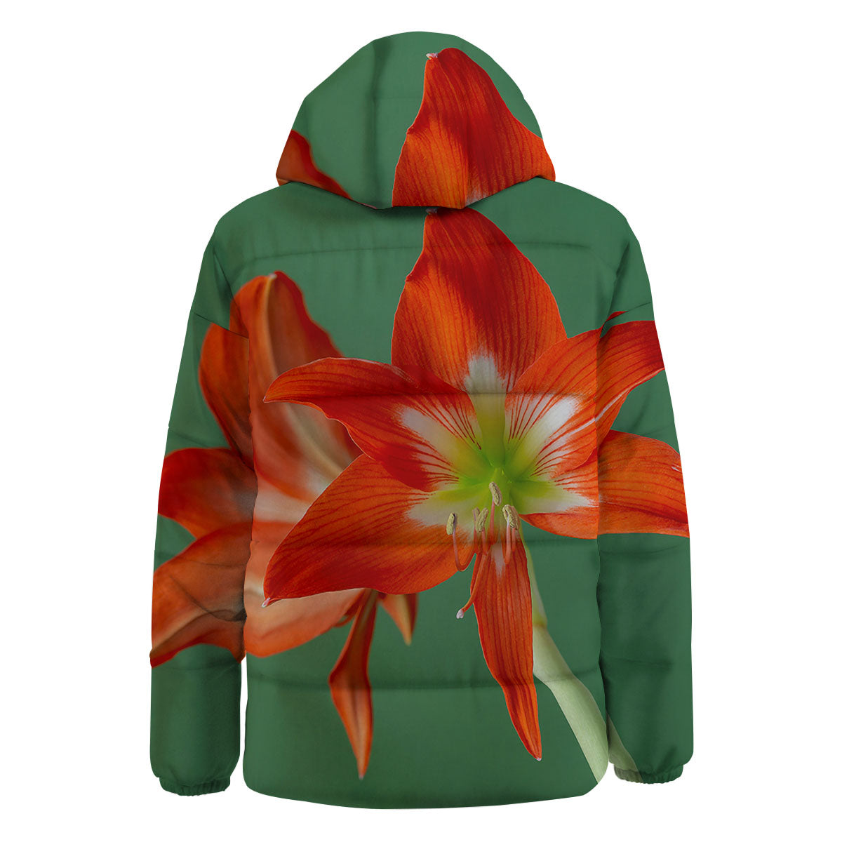Amaryllis Orange Print Down Jacket-grizzshop