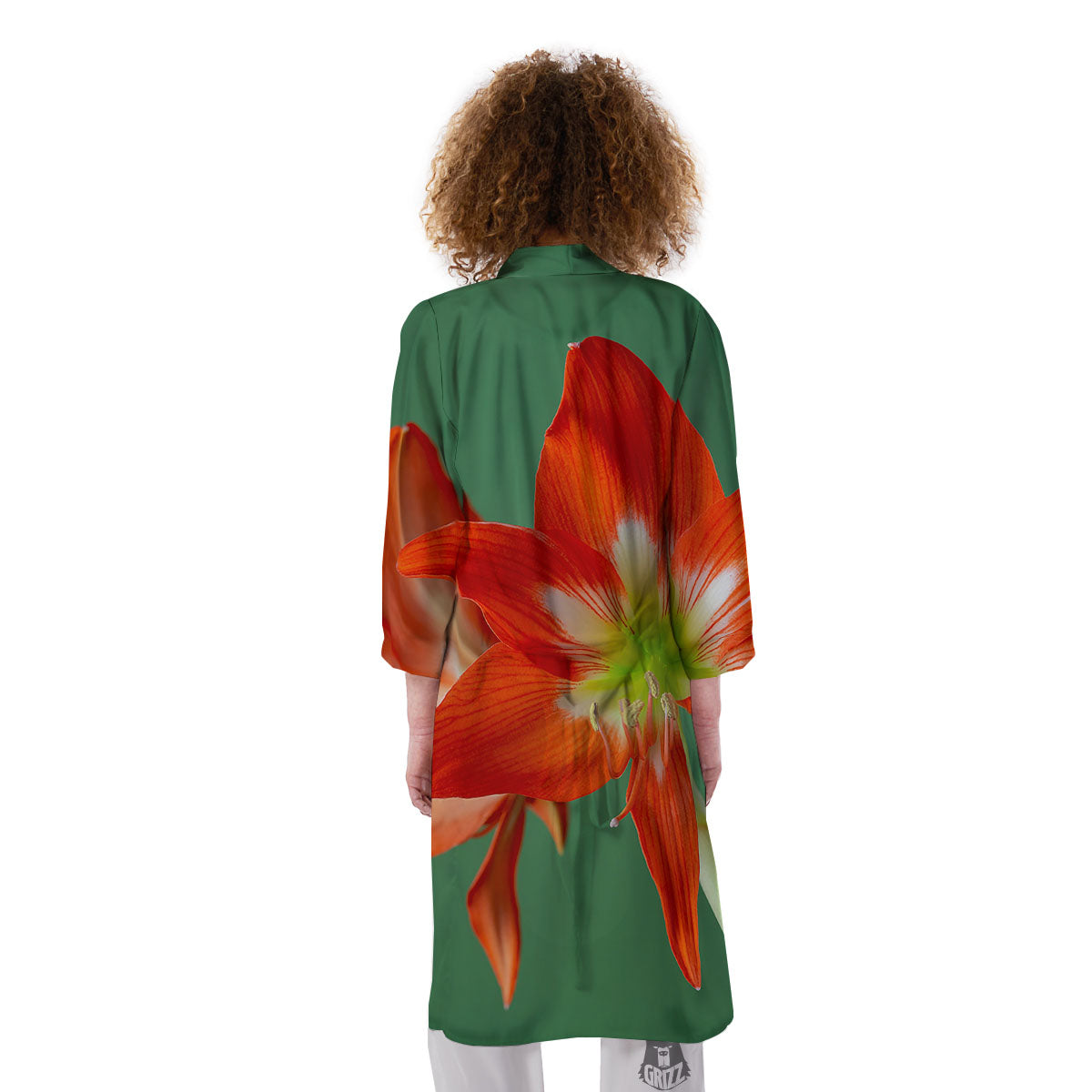 Amaryllis Orange Print Kimono-grizzshop