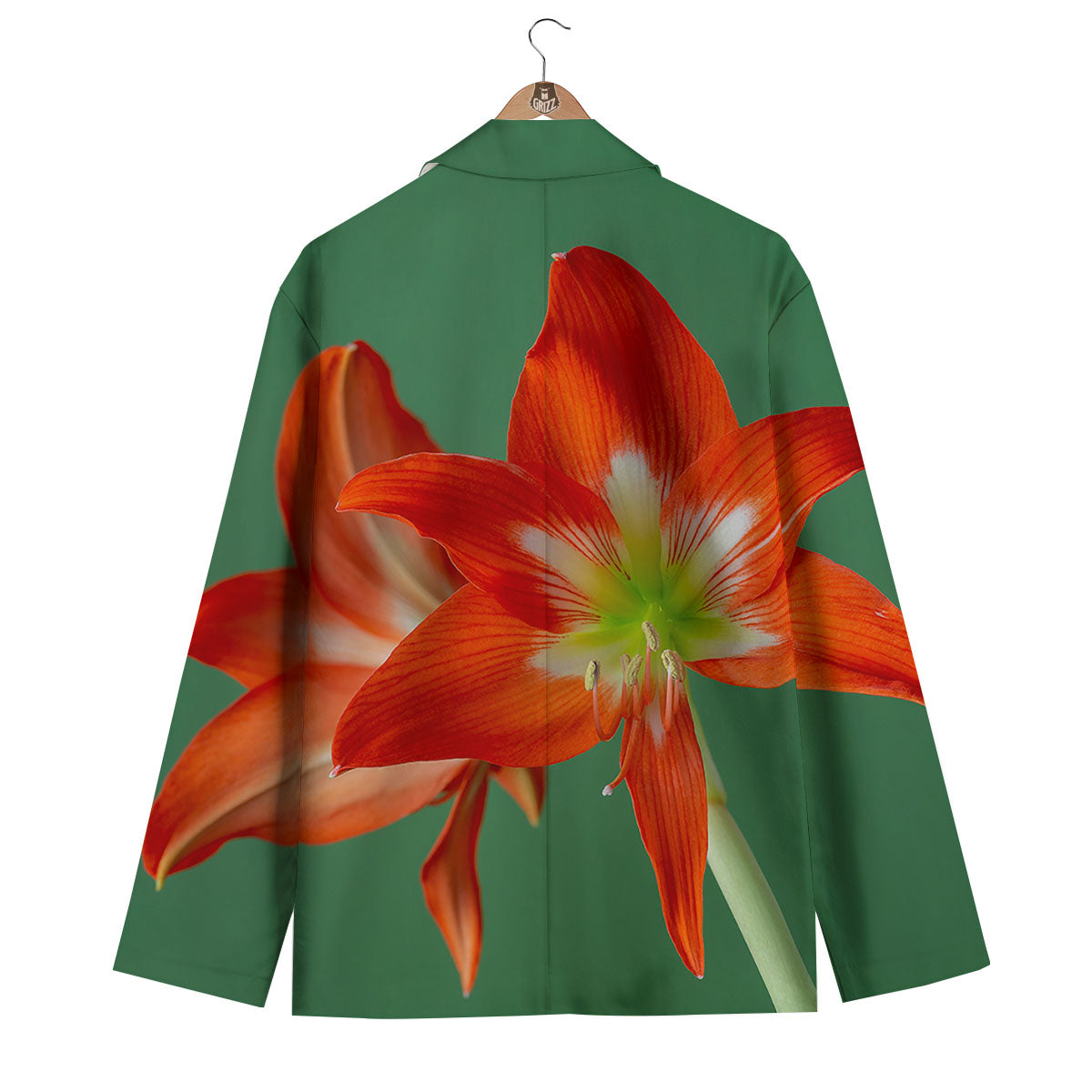 Amaryllis Orange Print Men's Blazer-grizzshop
