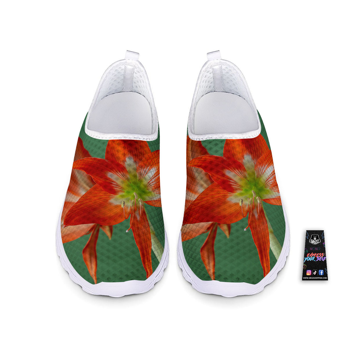 Amaryllis Orange Print Nurse Shoes-grizzshop