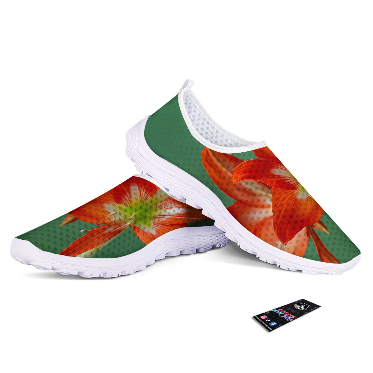 Amaryllis Orange Print Nurse Shoes-grizzshop