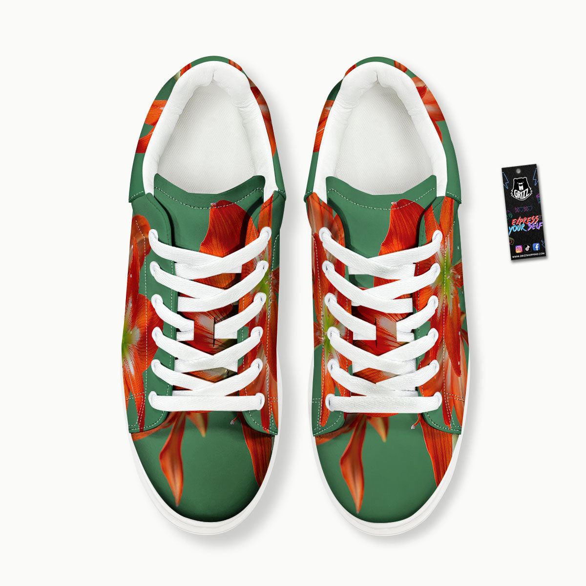 Amaryllis Orange Print Platform Shoes-grizzshop