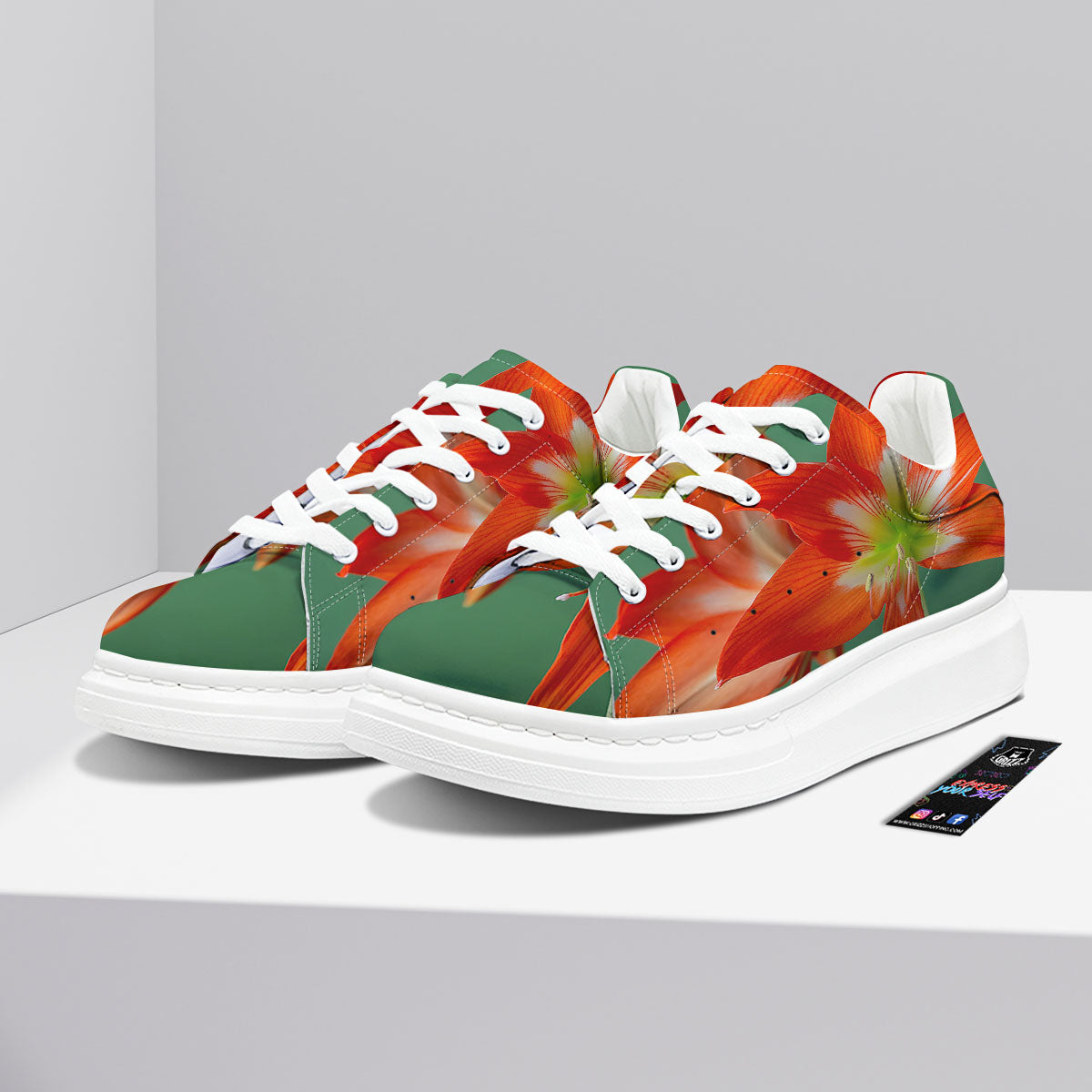 Amaryllis Orange Print Platform Shoes-grizzshop