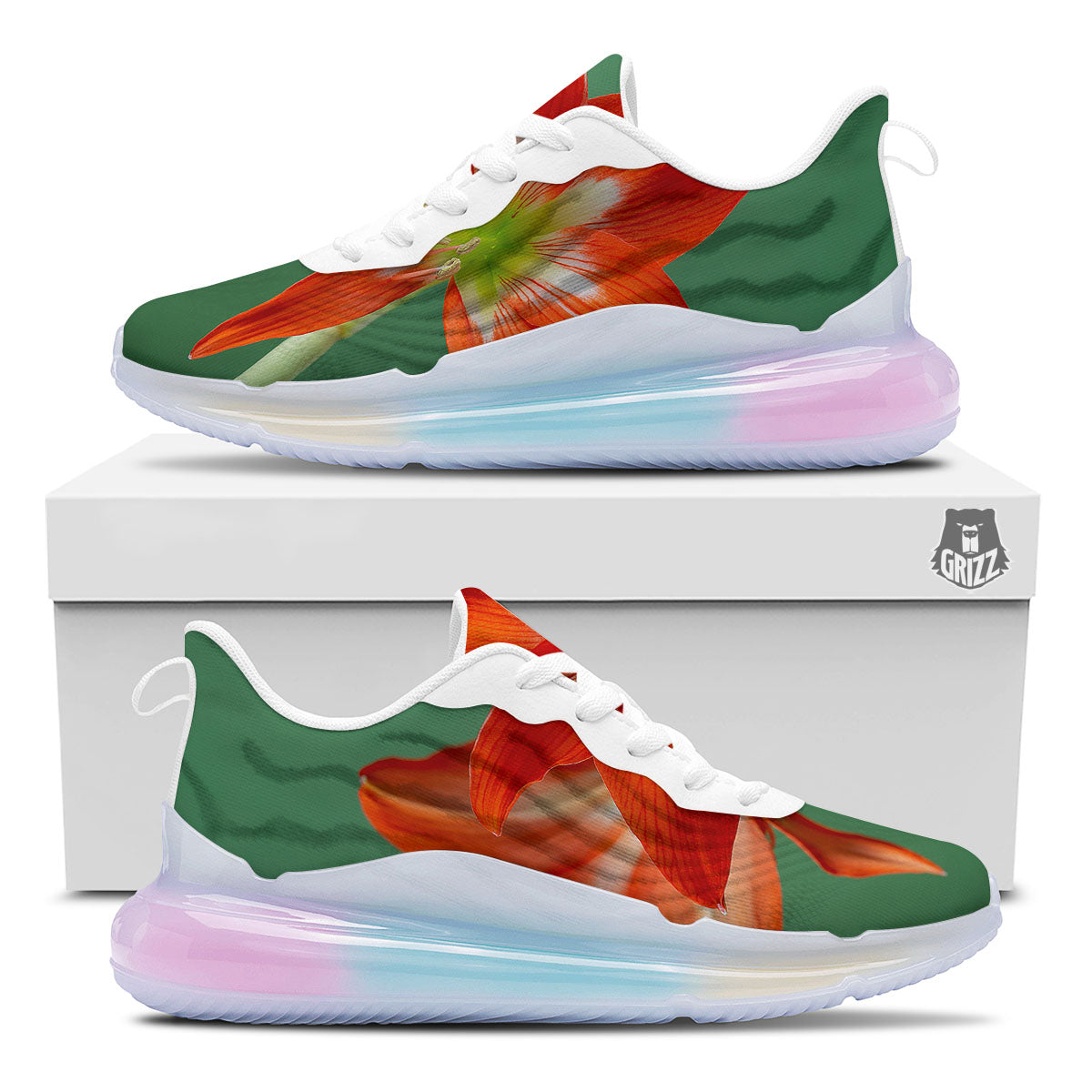Amaryllis Orange Print Running Sneakers-grizzshop