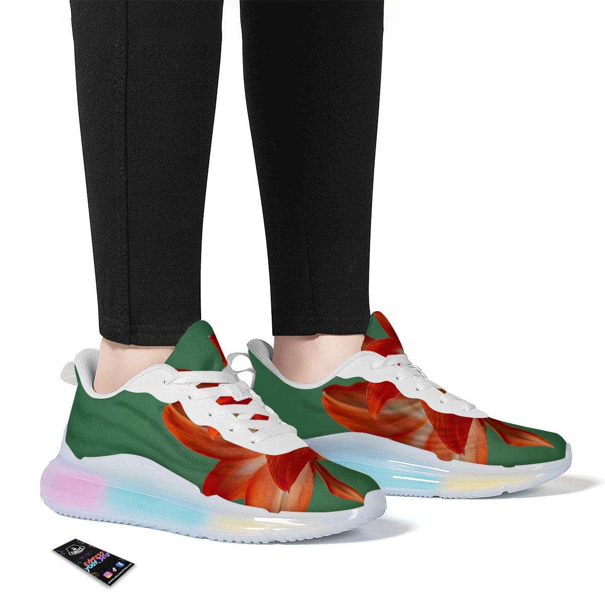 Amaryllis Orange Print Running Sneakers-grizzshop