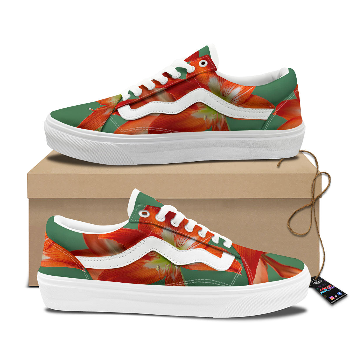 Amaryllis Orange Print Skate Shoes-grizzshop