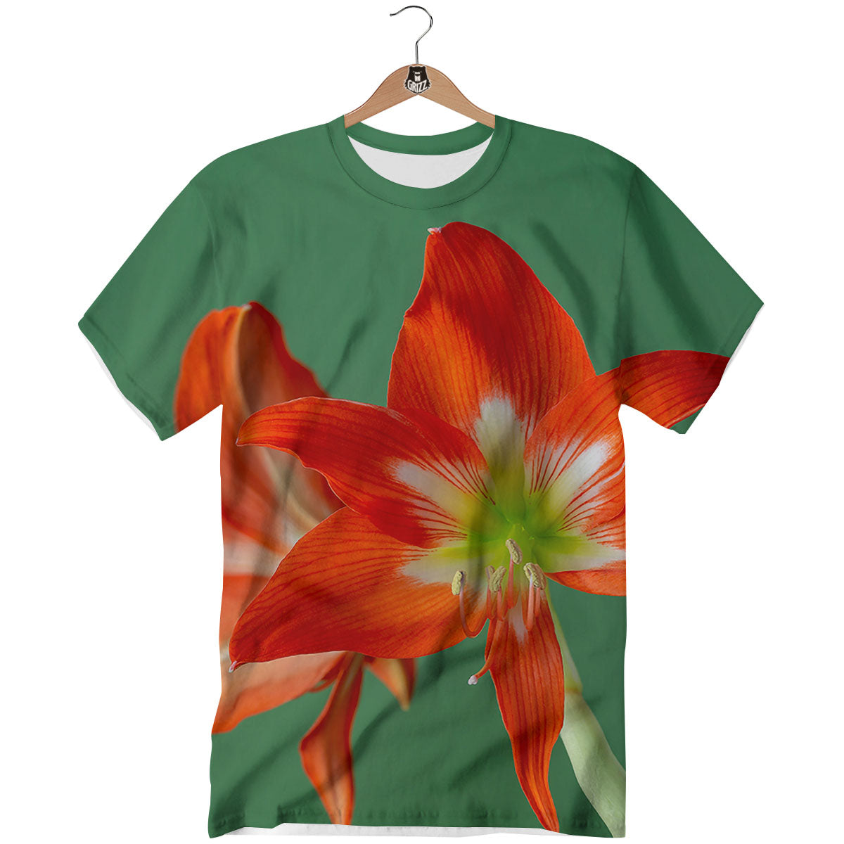 Amaryllis Orange Print T-Shirt-grizzshop