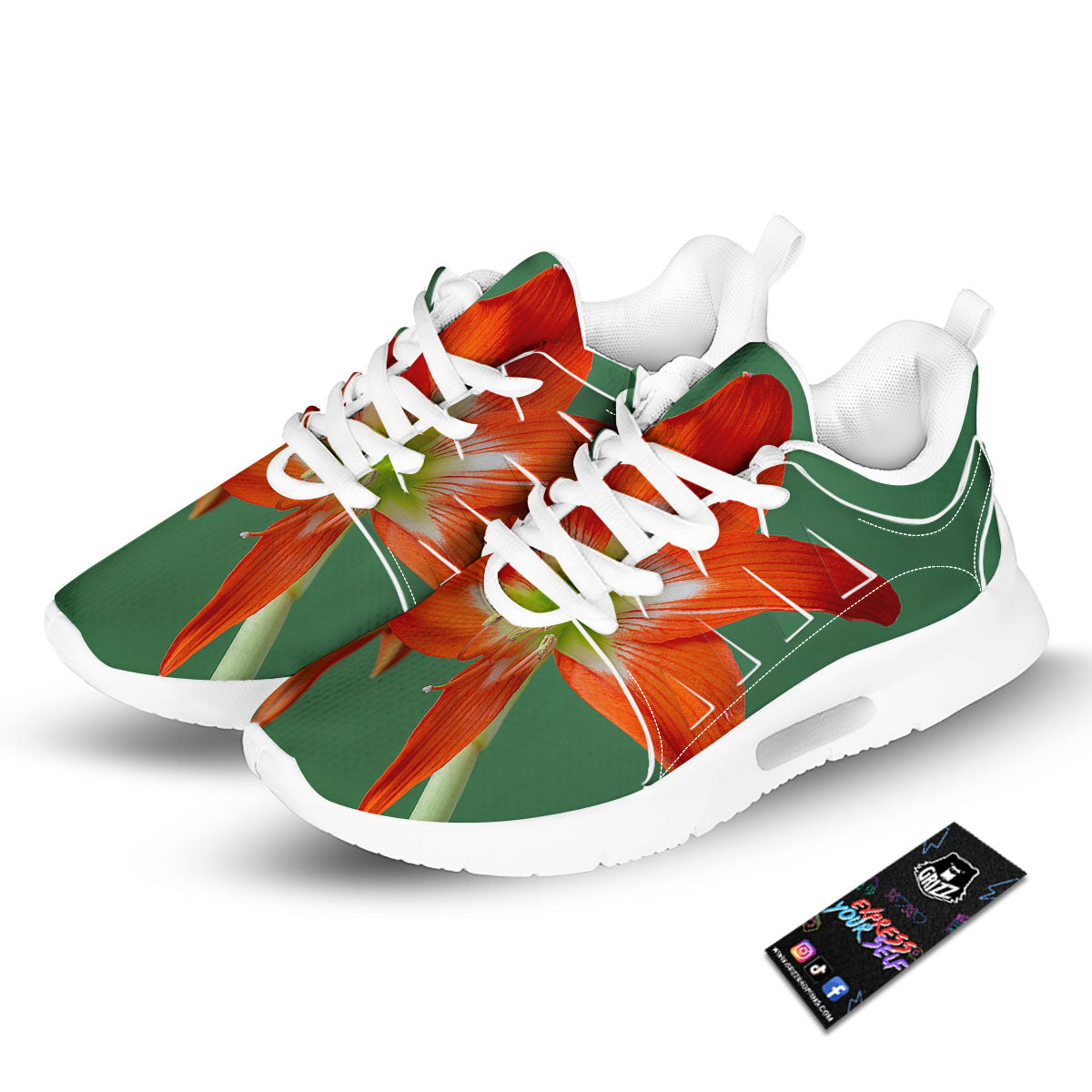 Amaryllis Orange Print Tennis Shoes-grizzshop