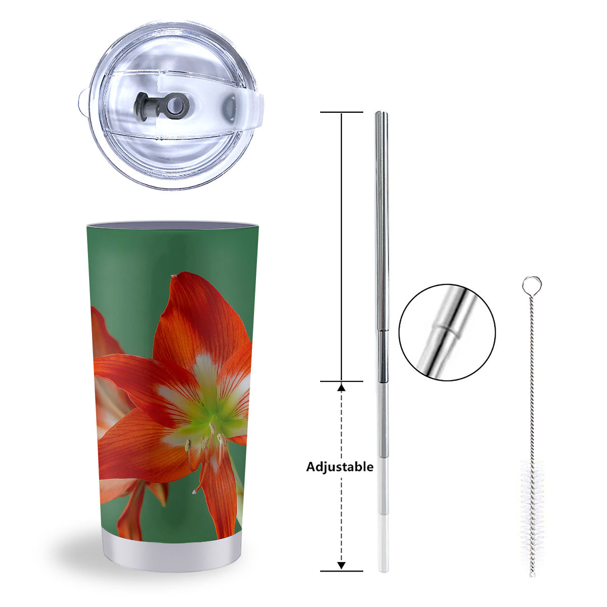 Amaryllis Orange Print Tumbler-grizzshop