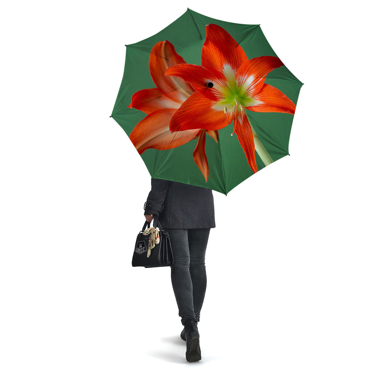 Amaryllis Orange Print Umbrella-grizzshop