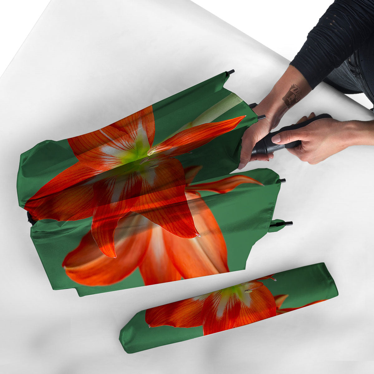 Amaryllis Orange Print Umbrella-grizzshop
