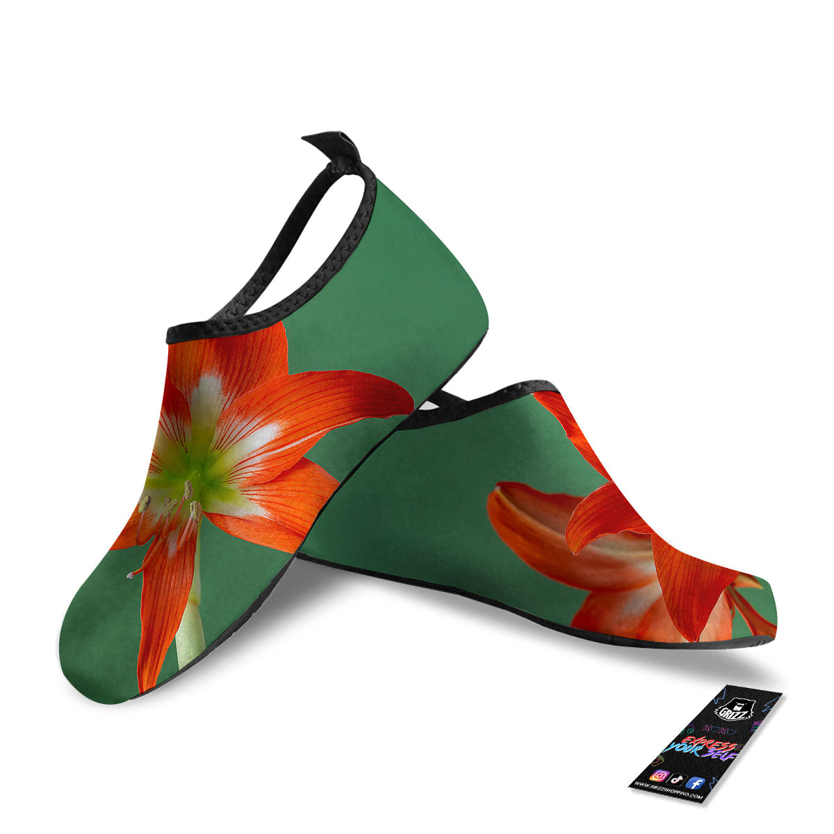 Amaryllis Orange Print Water Shoes-grizzshop