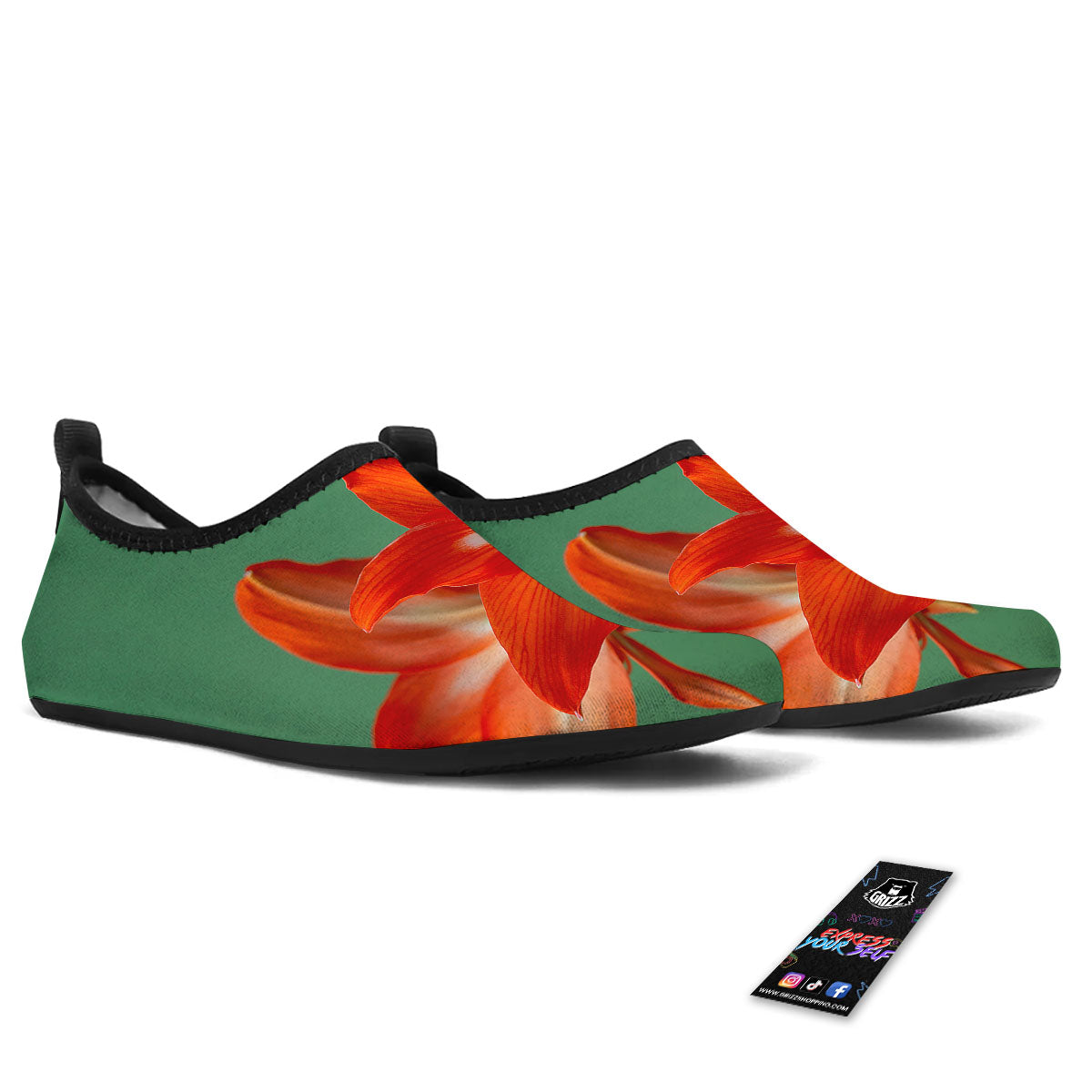 Amaryllis Orange Print Water Shoes-grizzshop