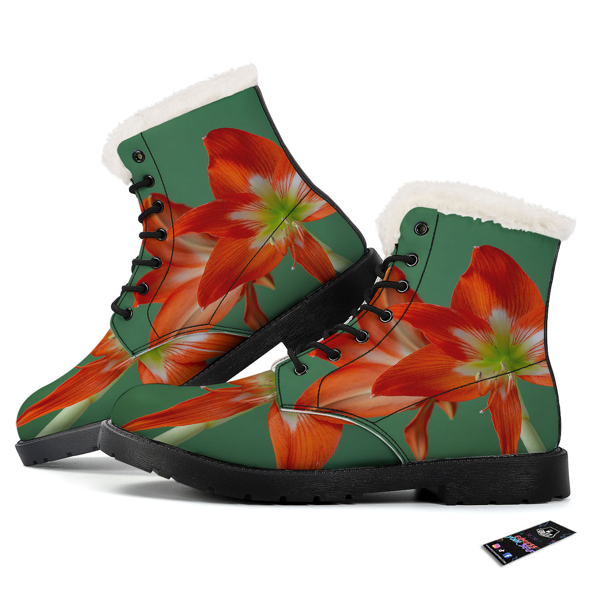 Amaryllis Orange Print Winter Boots-grizzshop