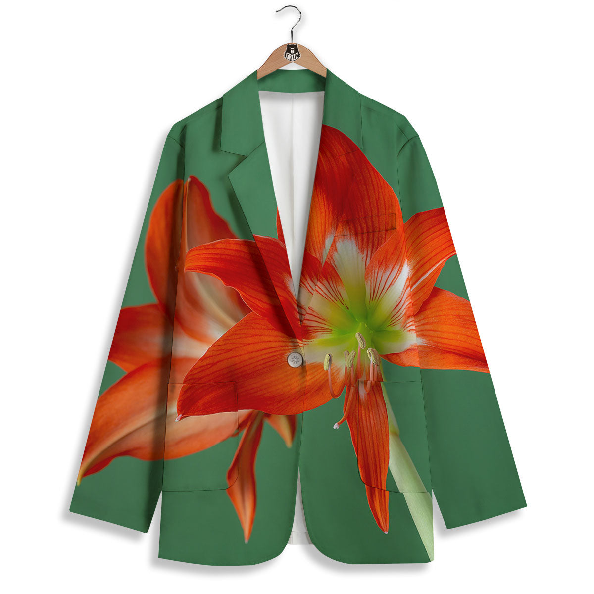Amaryllis Orange Print Women's Blazer-grizzshop