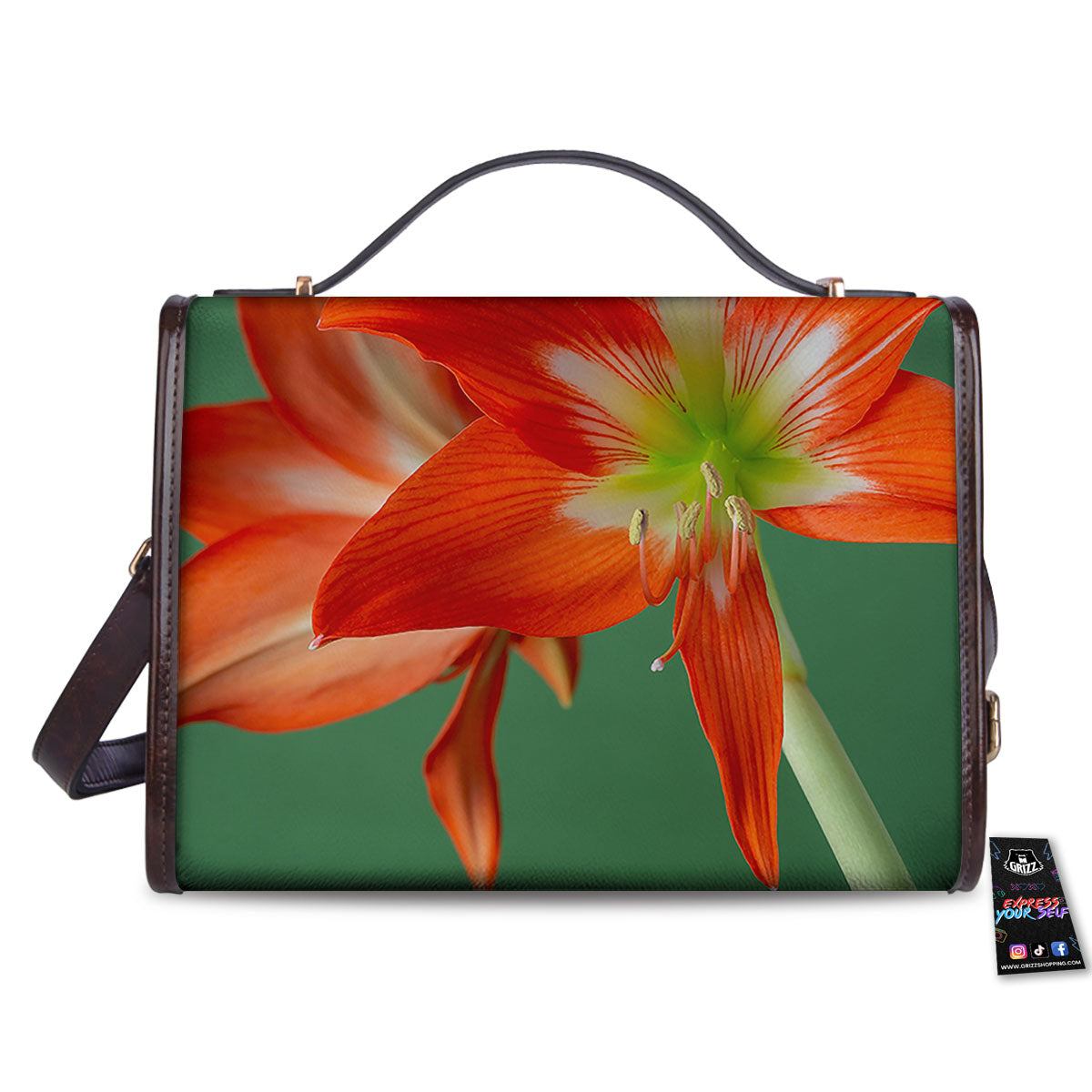 Amaryllis Orange Print Women's Satchel Bag-grizzshop