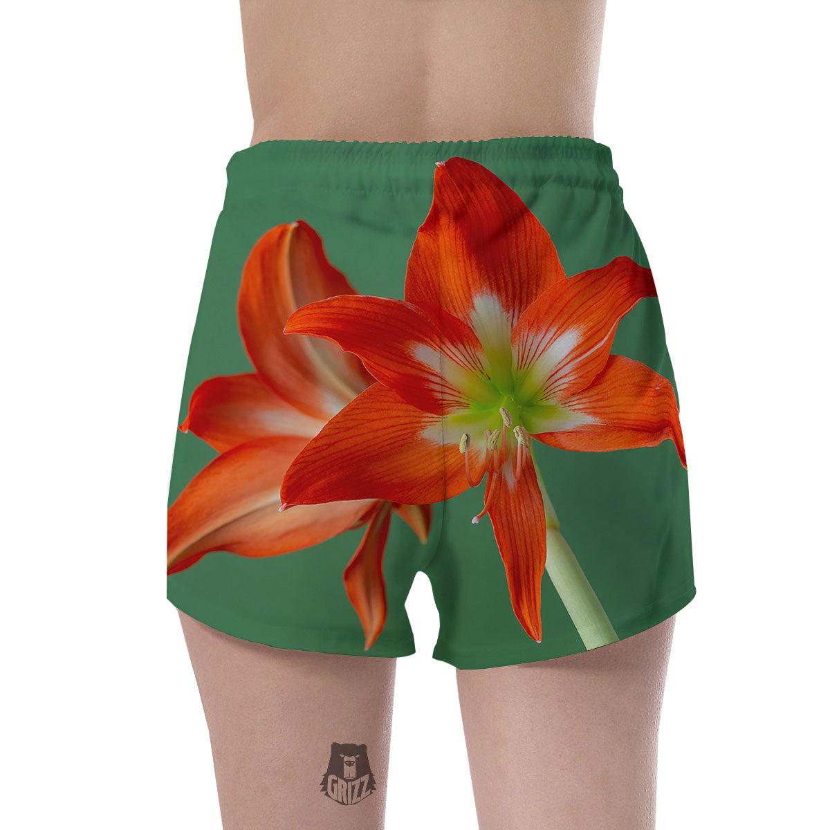 Amaryllis Orange Print Women's Shorts-grizzshop