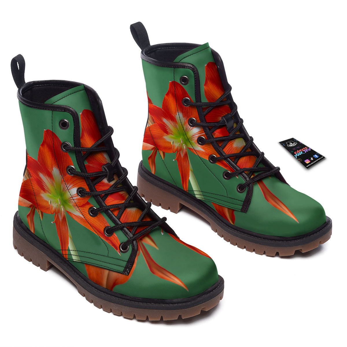 Amaryllis Orange Print Work Boots-grizzshop