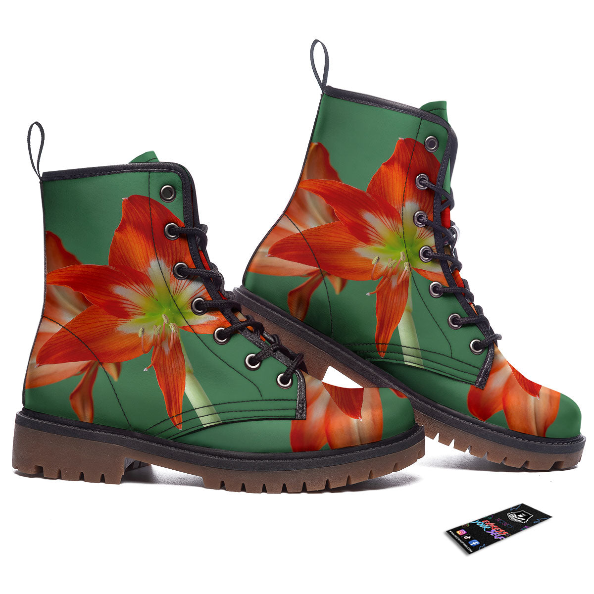 Amaryllis Orange Print Work Boots-grizzshop