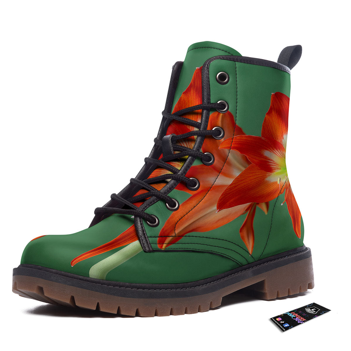 Amaryllis Orange Print Work Boots-grizzshop