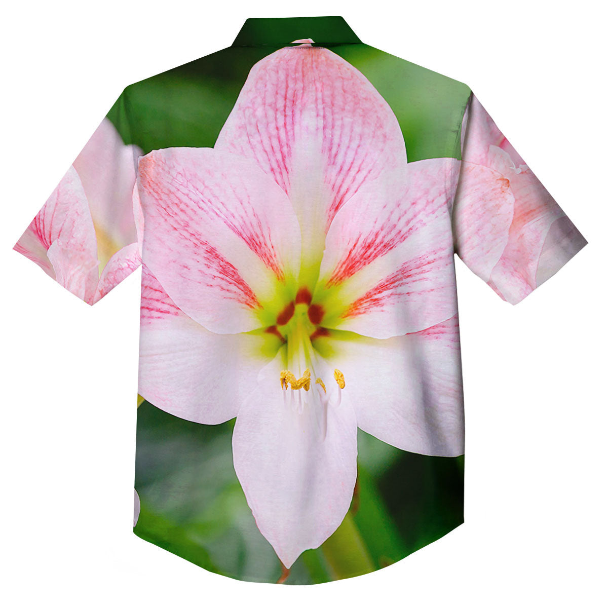 Amaryllis Pink And White Print Button Up Shirt-grizzshop