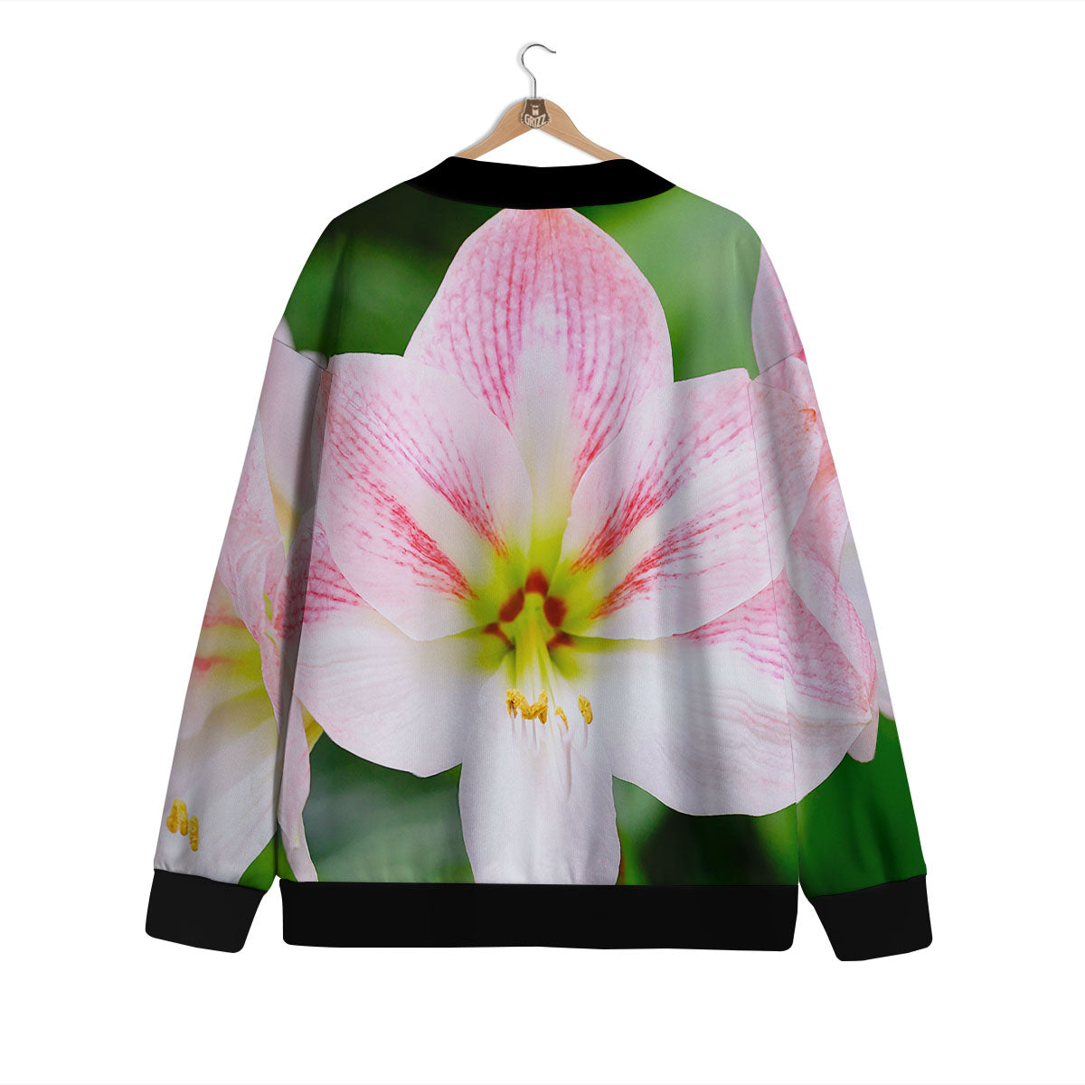 Amaryllis Pink And White Print Cardigan-grizzshop