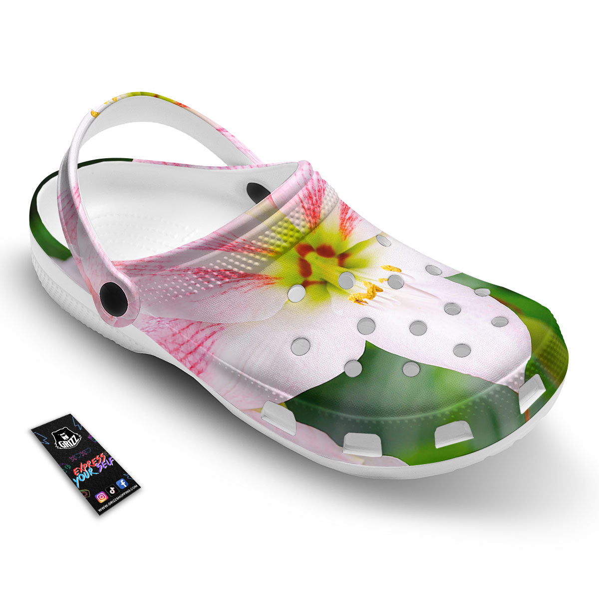 Amaryllis Pink And White Print Clog-grizzshop