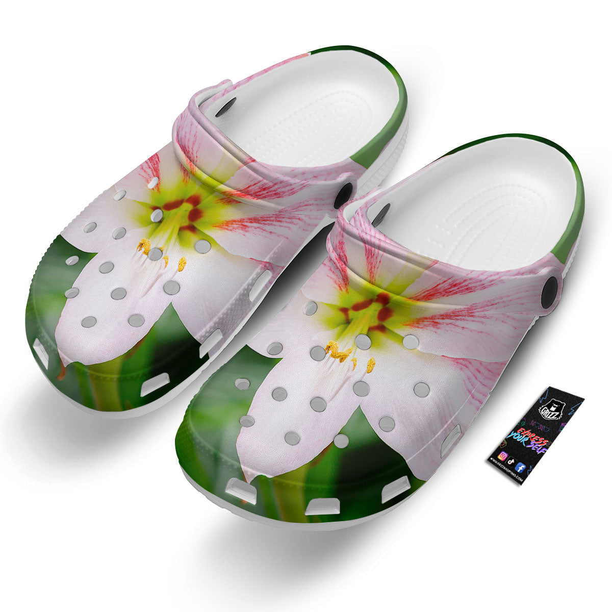 Amaryllis Pink And White Print Clog-grizzshop